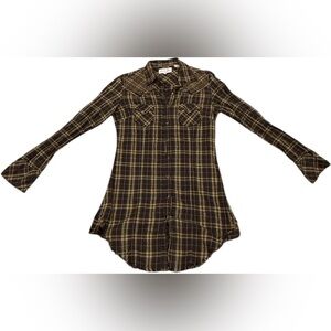 Panhandle Slim Studded Plaid Shirt - Olive and Beige